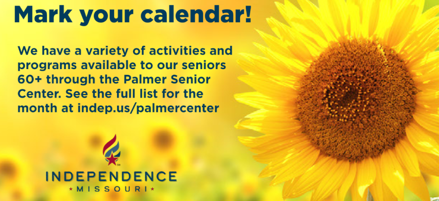 Sunflower with Mark your calendar typed at the top. Independence logo in the bottom left corner.