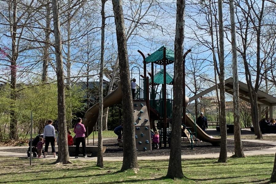 Playground at Waterfall Park in the spring