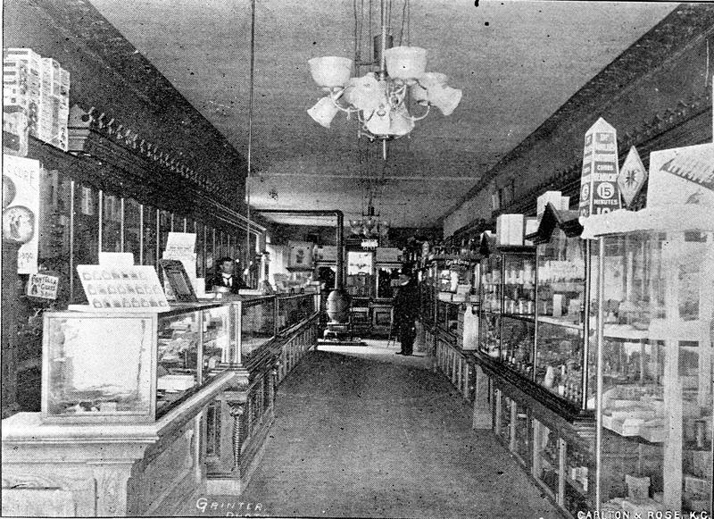 Image of the inside of Clinton's Drug Store on the Independence Square.
