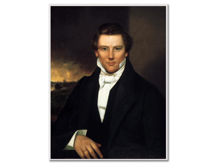 Portrait of Joseph Smith Jr., the Prophet and President of the Church of Jesus Christ of Latter Day Saints in the mid 1800s.