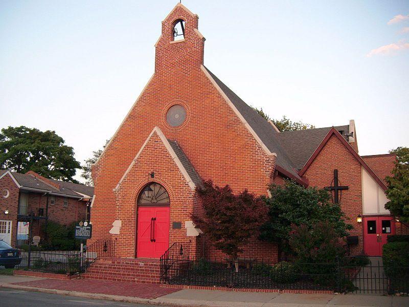 Outside view of the Trinity Church brick building. 
