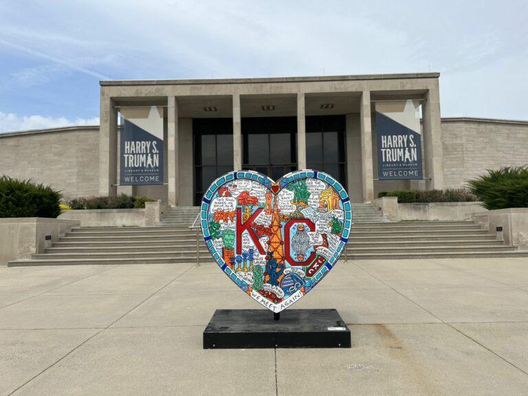 Image of the Truman Library in the background with the KC Heart in the foreground