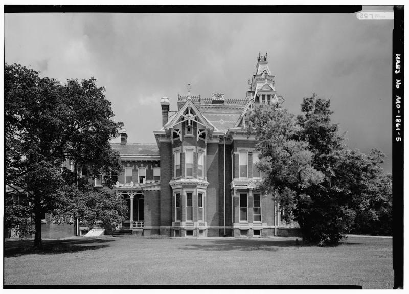 Black and white image of the Vaile Mansion exterior