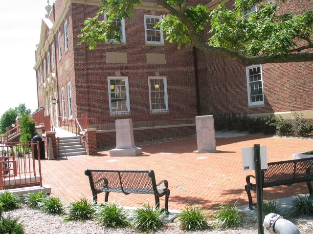 image of veterans memorial courtyard outside of Truman Memorial Building in daylight