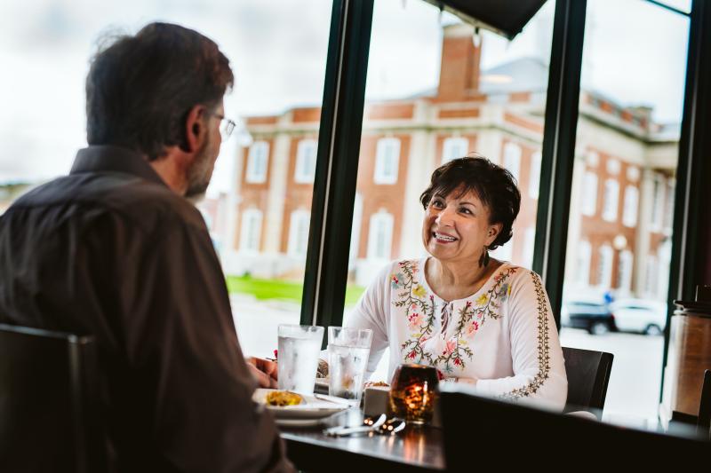 Image of couple eating at Ophelia's Restaurant on the Square