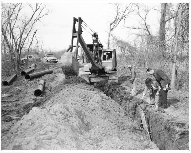 Historical photo of water main construction