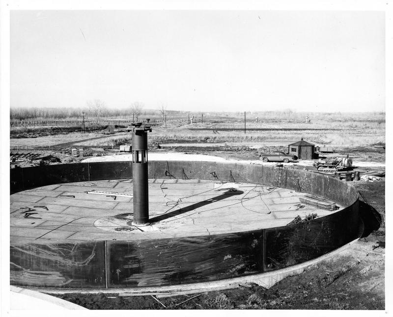 Construction photo of basin at Courtney Bend Water Plant
