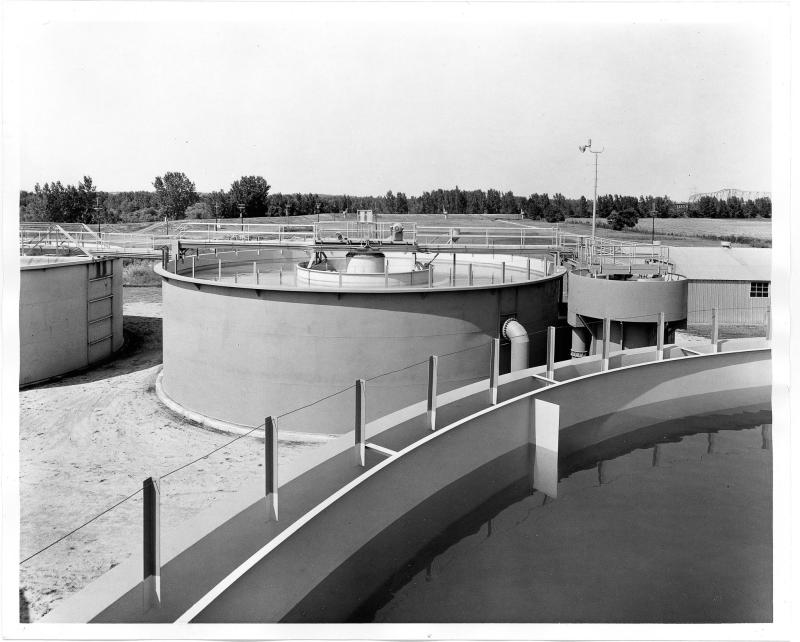 Construction photo of basins at Courtney Bend Water Plant