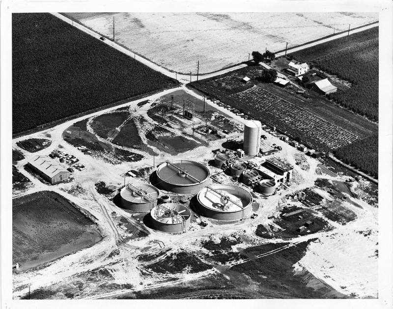 1950s era aerial photo of Courtney Bend Water Plant