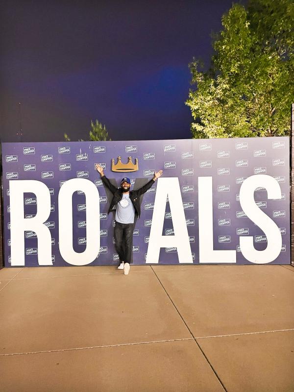 Image of Jon at Royals welcome mat