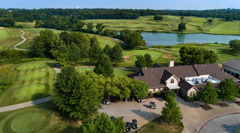 an aerial view of Drumm Farm Golf Club in Independence, MO