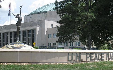 The United Nations Peace Plaza & Fountain in Independence, MO