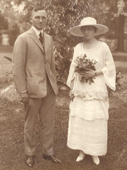 Image of Harry and Bess Truman on their wedding day at the Truman Home